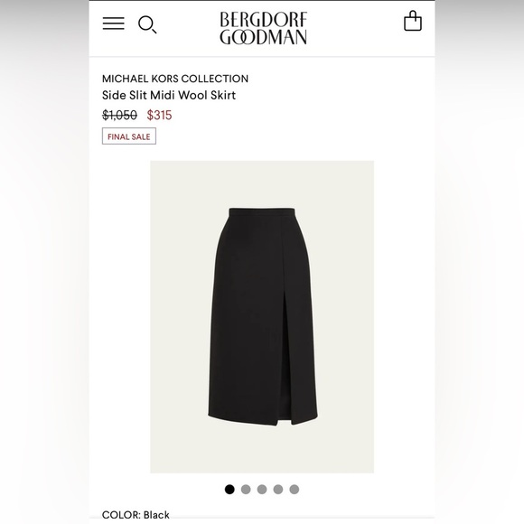 Michael Kors Collection Black Side Slit Midi 100% Wool Skirt size 4 - Picture 1 of 8